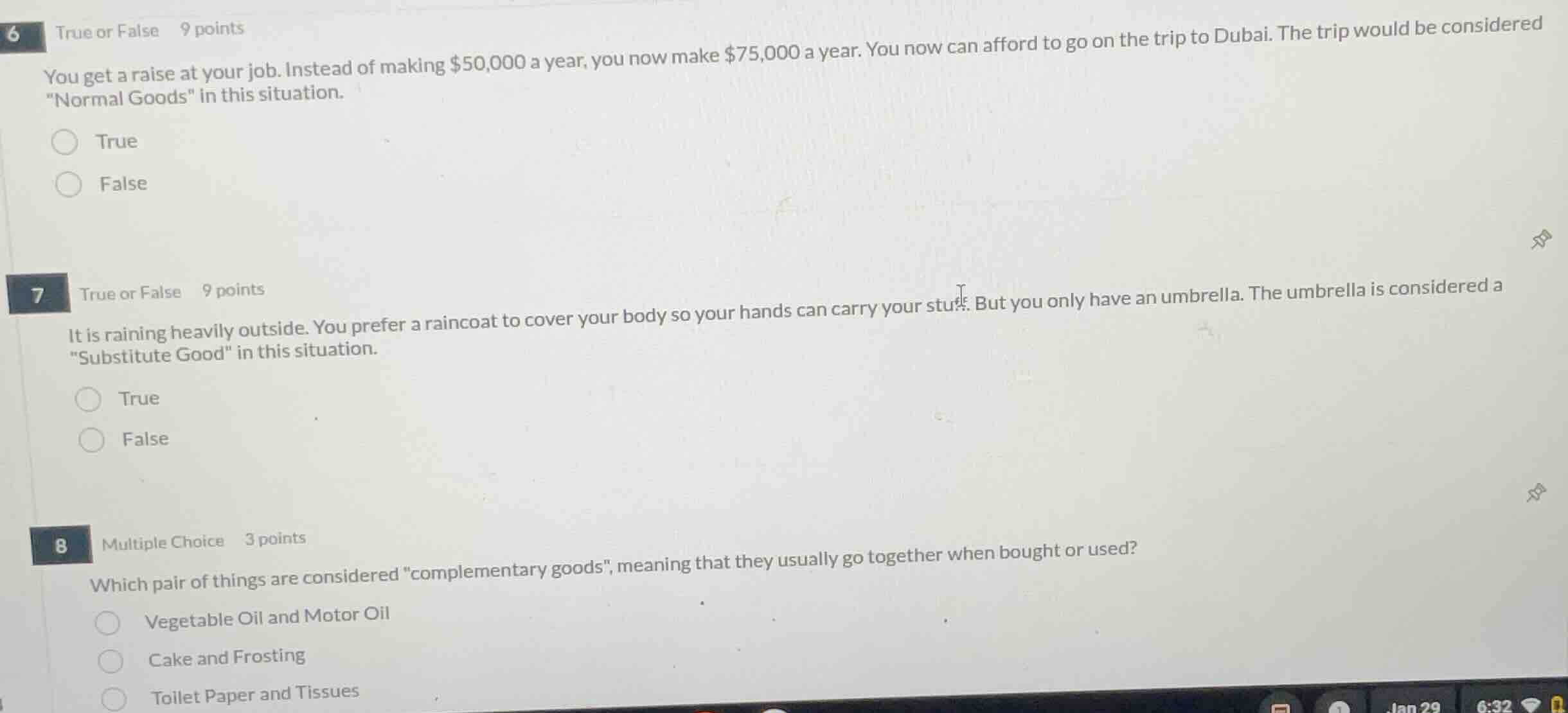 6 true or false 9 points you get a raise at your job. instead of making…