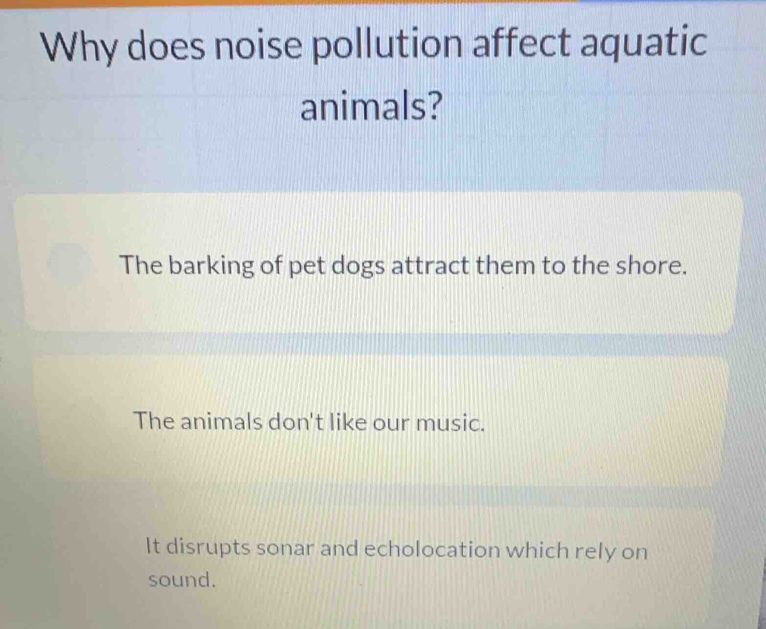 why does noise pollution affect aquatic animals? the barking of pet dog…