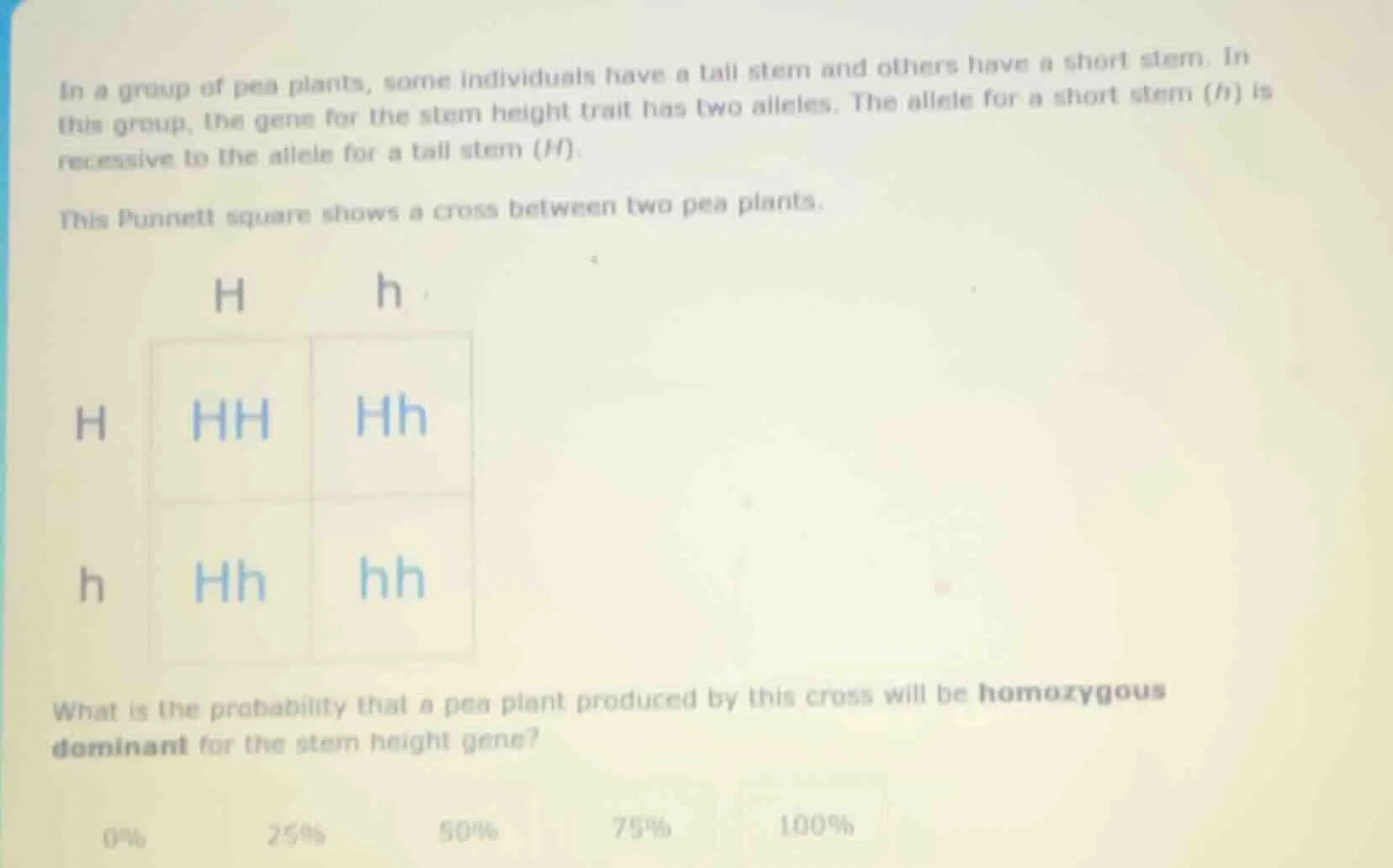 in a group of pea plants, some individuals have a tall stem and others …