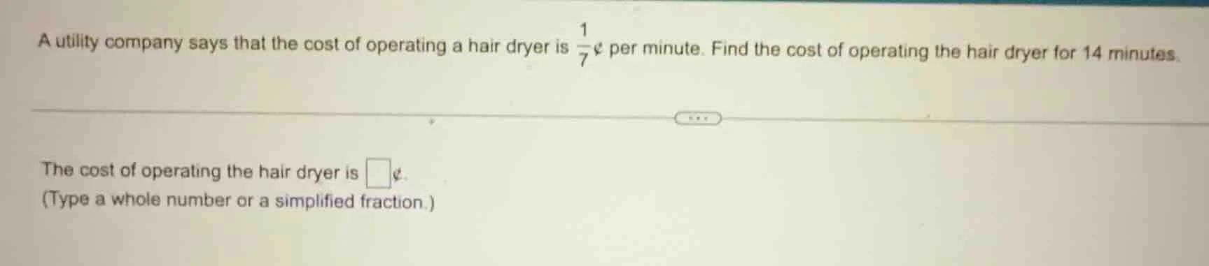 a utility company says that the cost of operating a hair dryer is \\(\f…