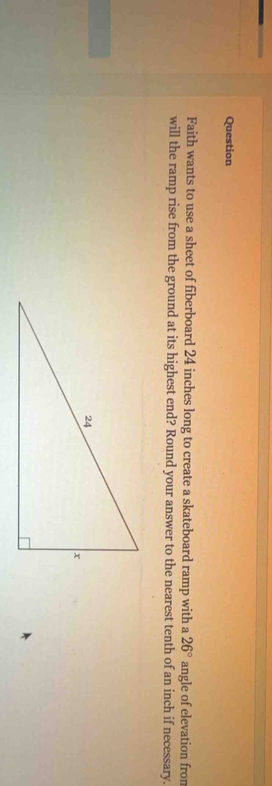 question faith wants to use a sheet of fiberboard 24 inches long to cre…