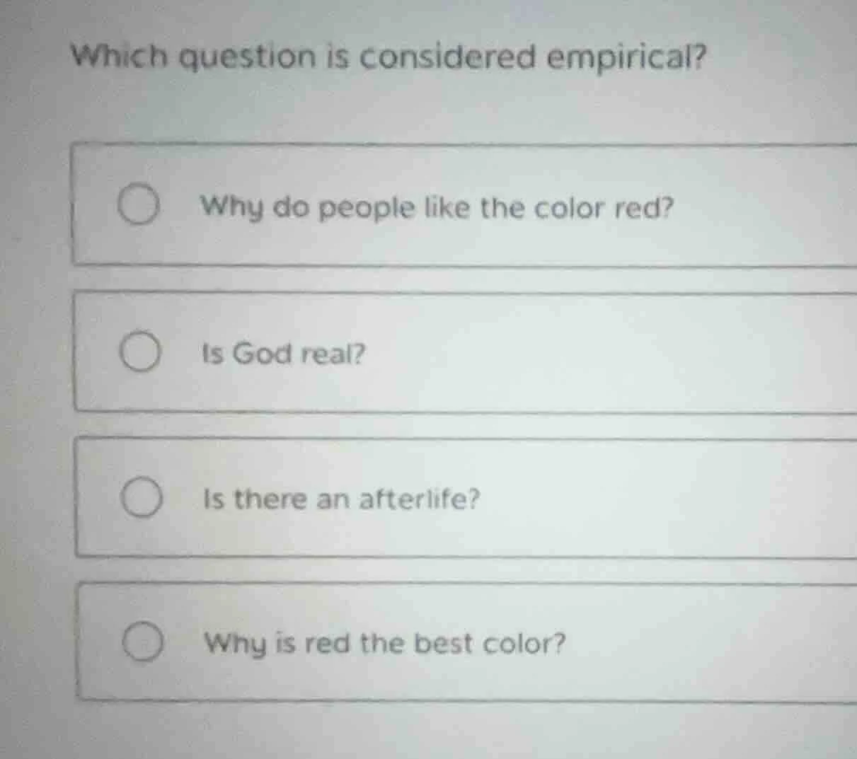 which question is considered empirical? - why do people like the color …