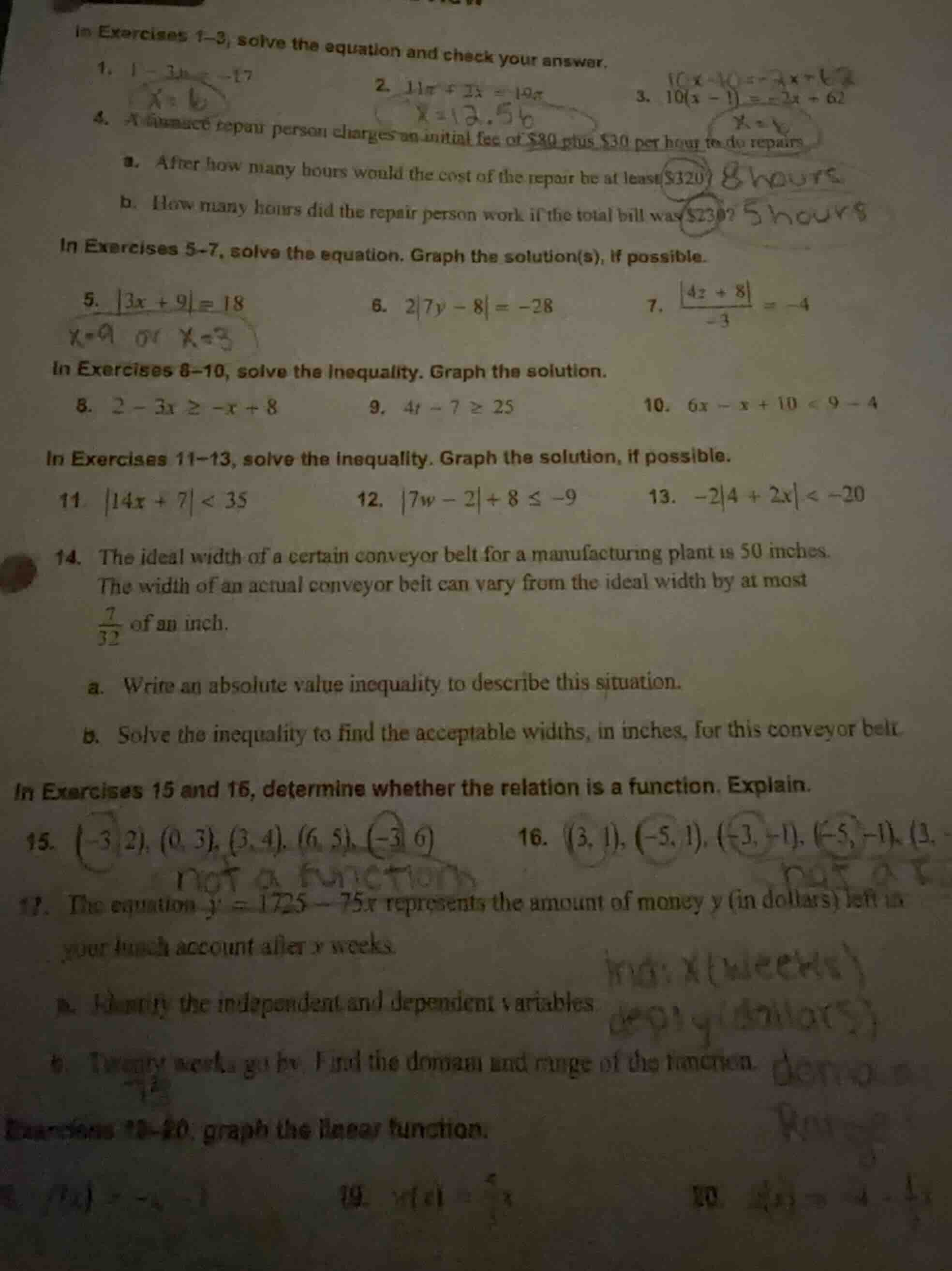 in exercises 1–3, solve the equation and check your answer. 1. 1 - 3x =…