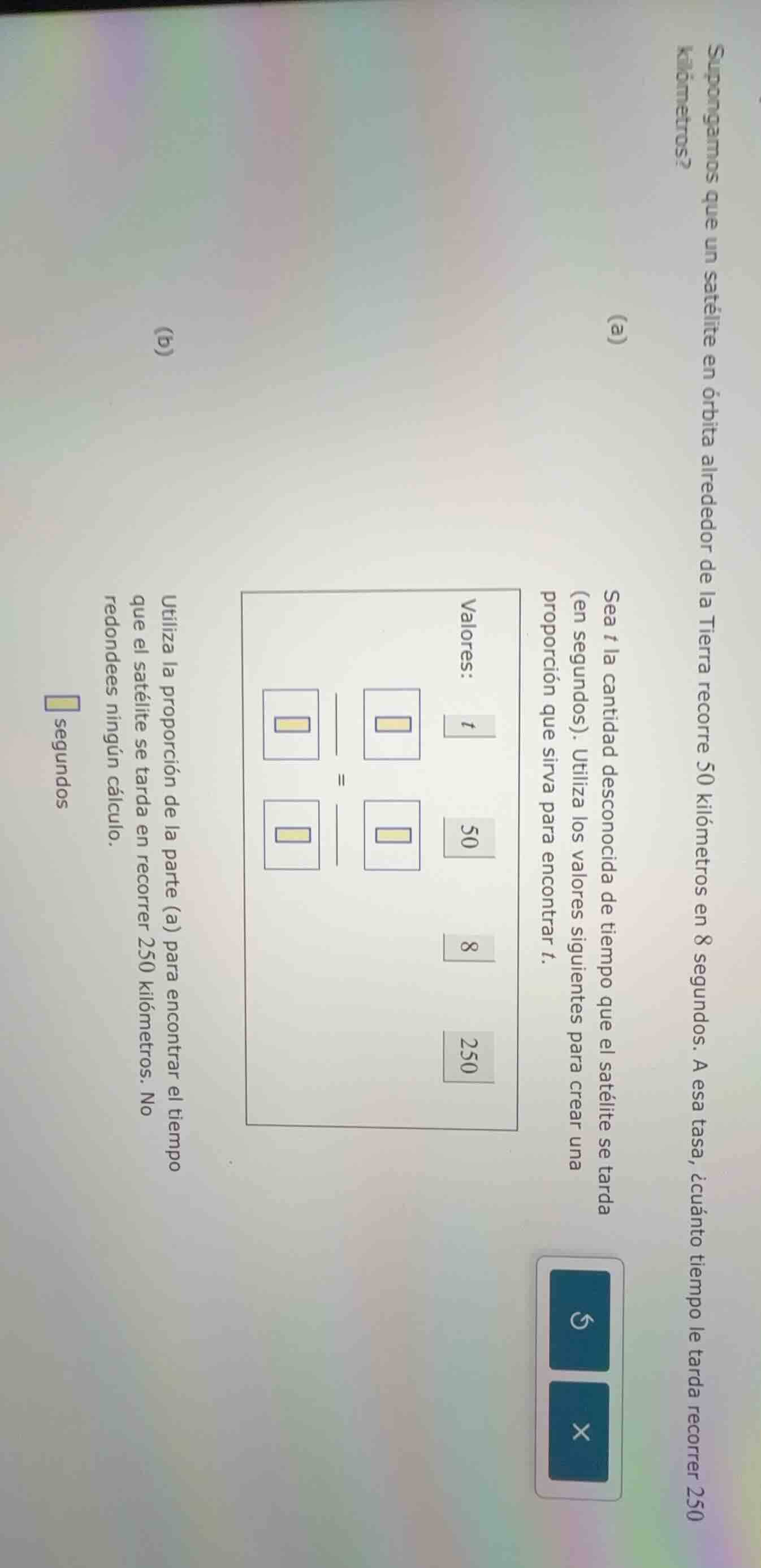supongamos que un satélite en órbita alrededor de la tierra recorre 50 …