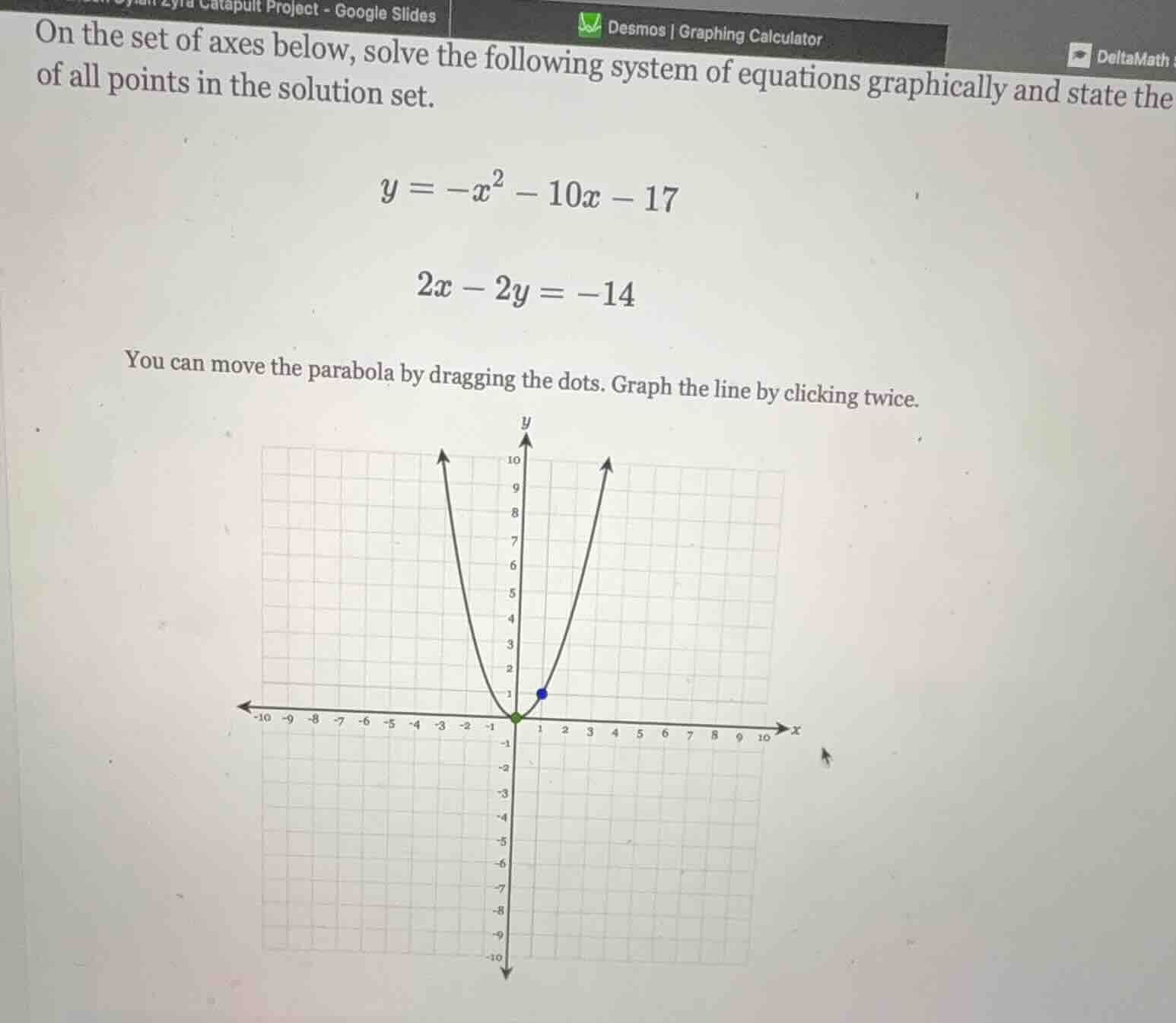 on the set of axes below, solve the following system of equations graph…