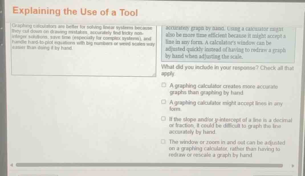 explaining the use of a tool graphing calculators are better for solvin…