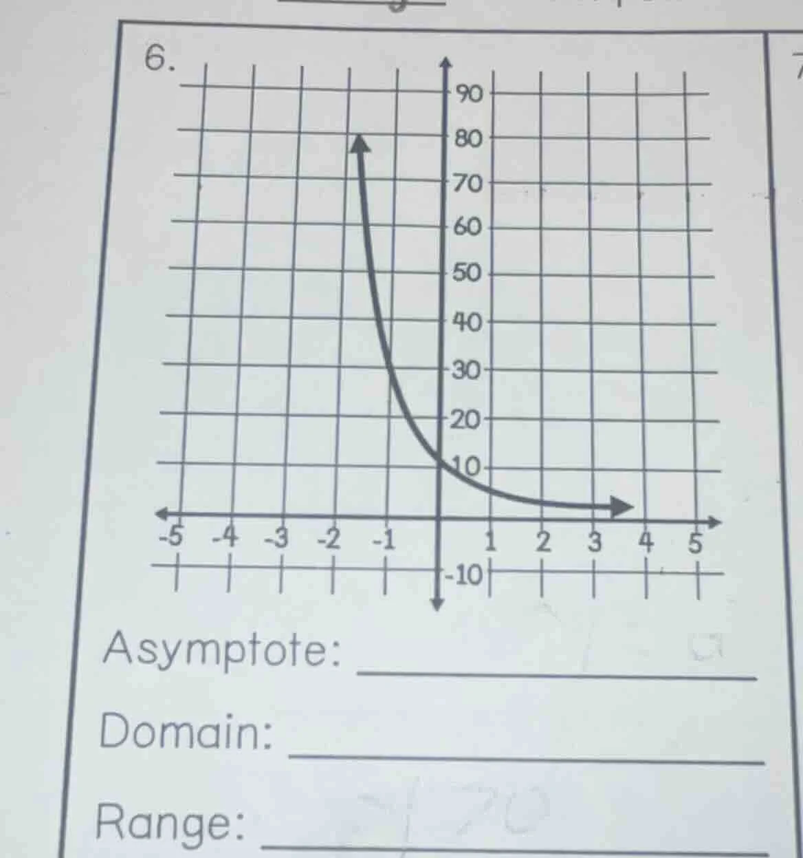 6. asymptote: domain: range: