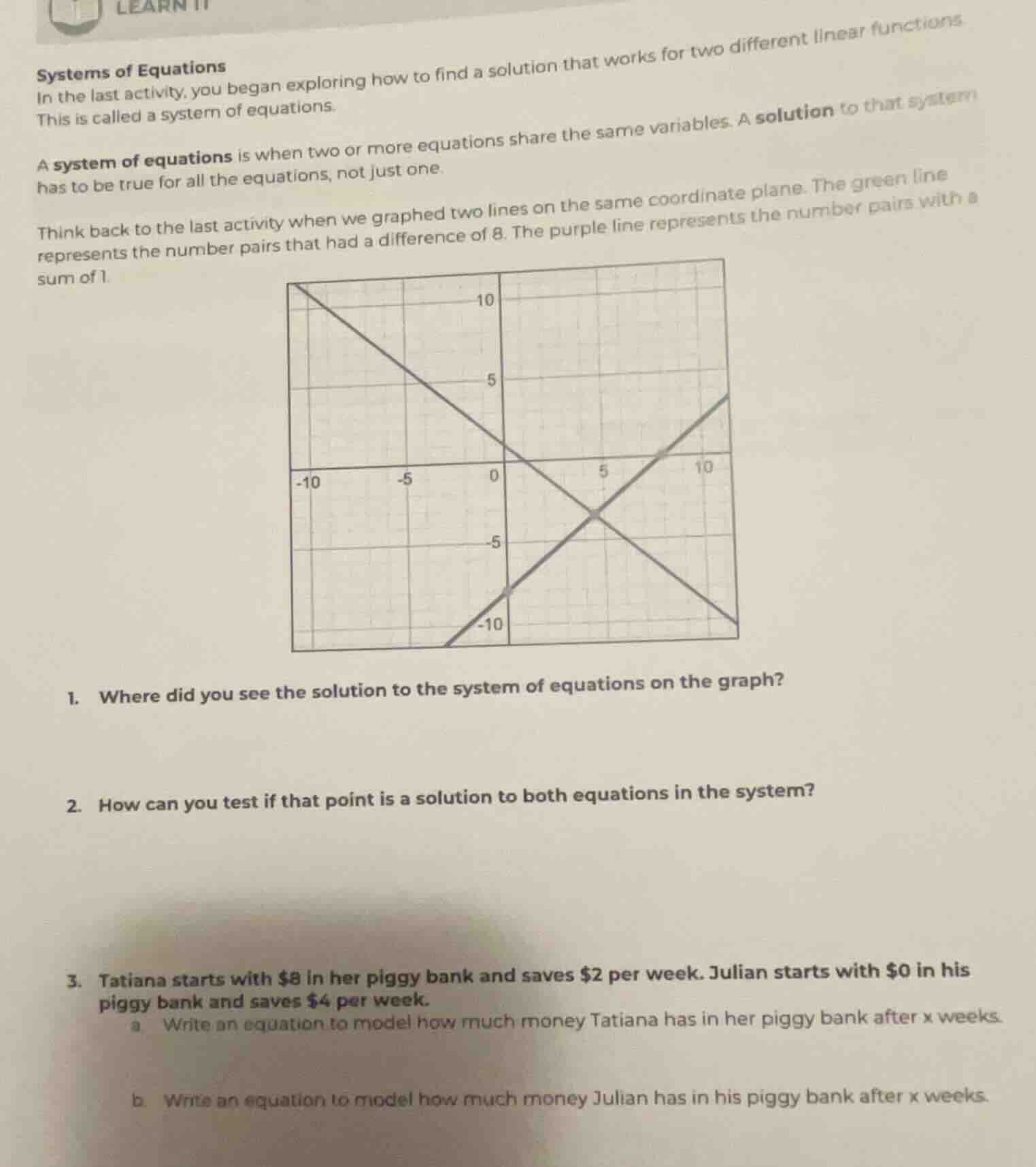 learn it systems of equations in the last activity, you began exploring…