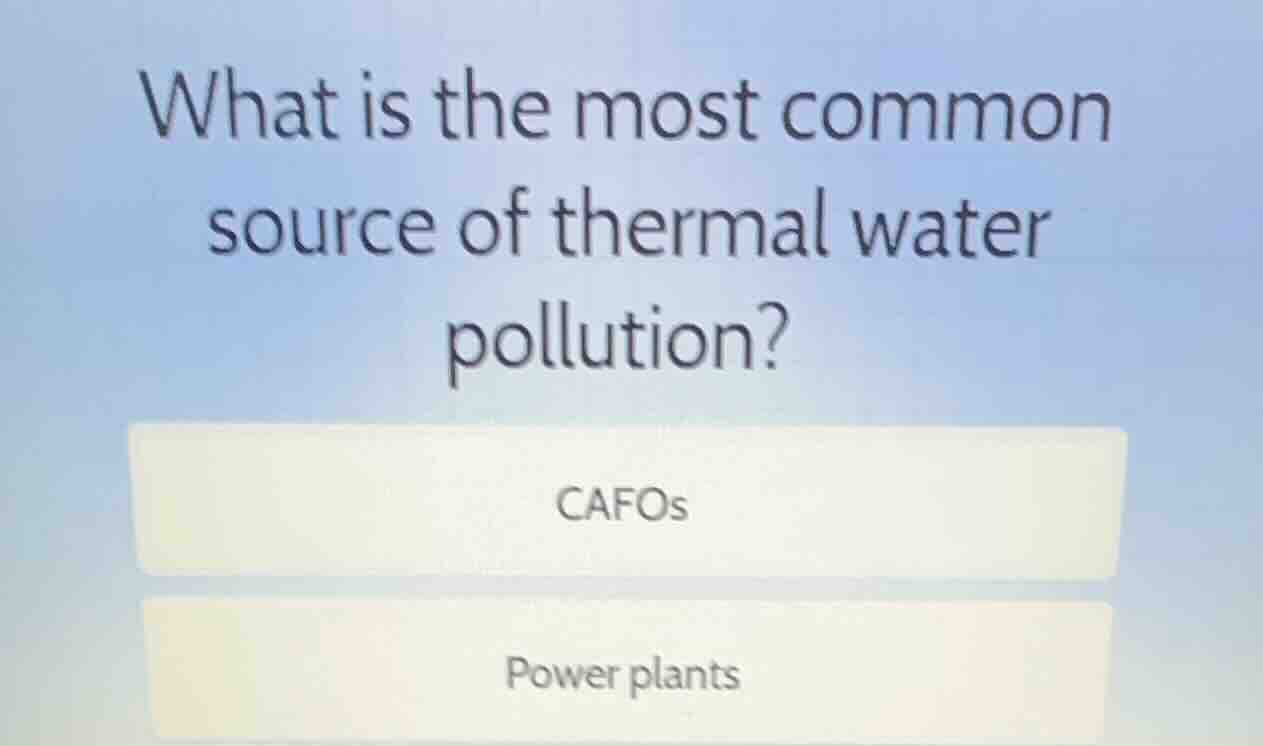 what is the most common source of thermal water pollution? cafos power …