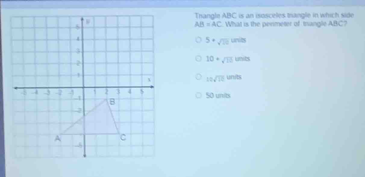 triangle abc is an isosceles triangle in which side ab = ac. what is th…