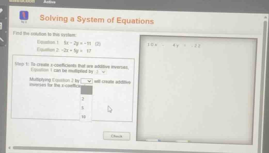 solving a system of equations find the solution to this system: equatio…