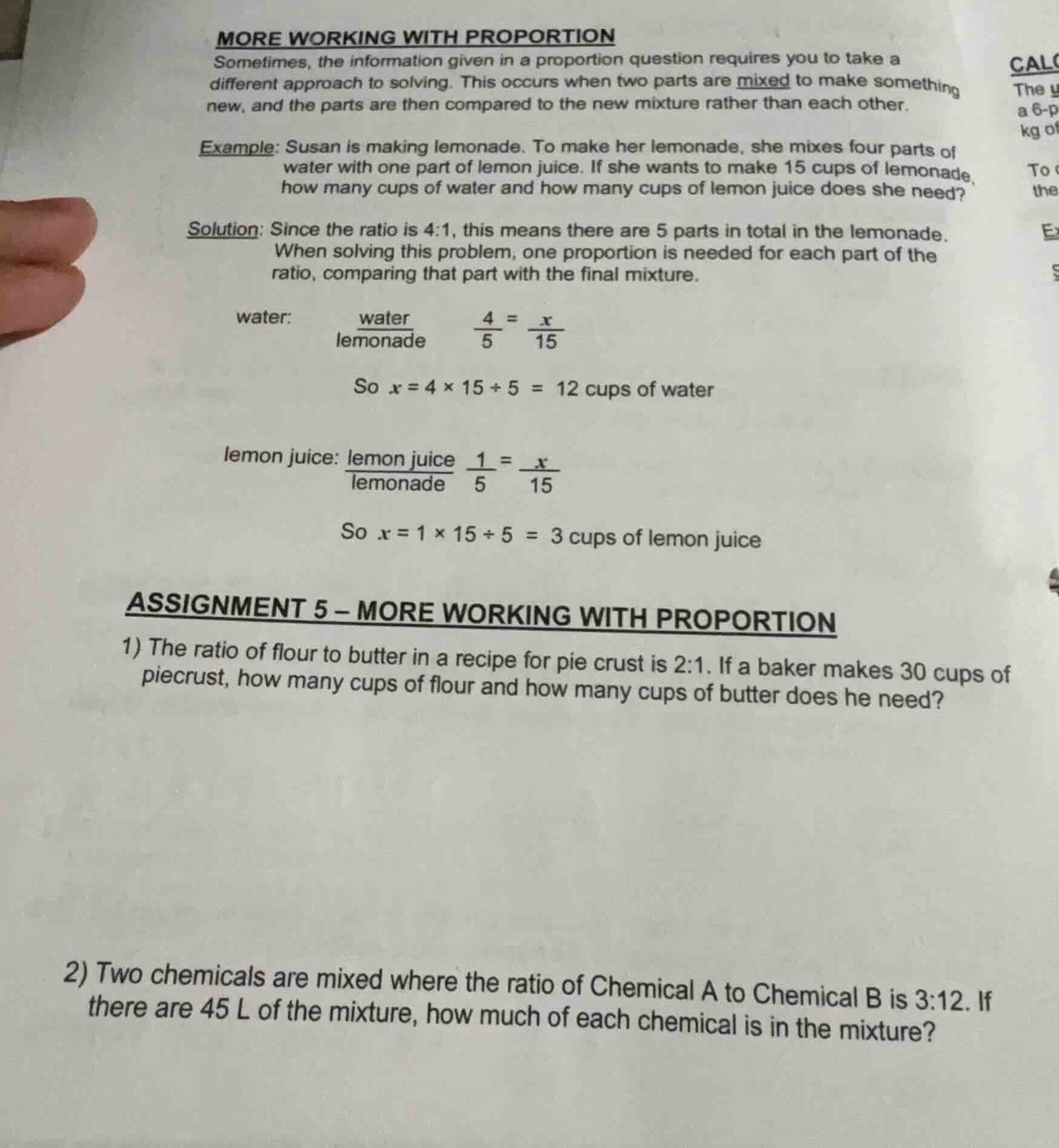 more working with proportion sometimes, the information given in a prop…