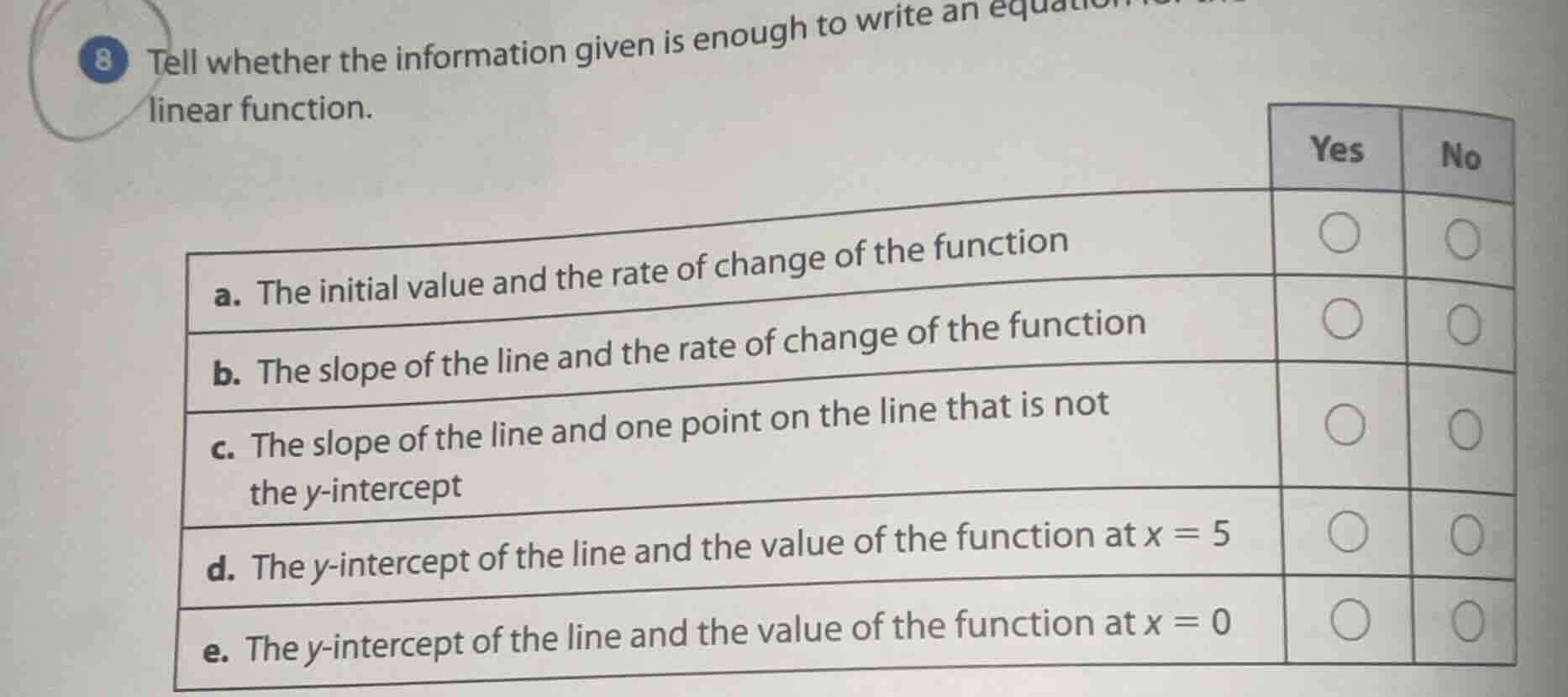 8 tell whether the information given is enough to write an equation for…
