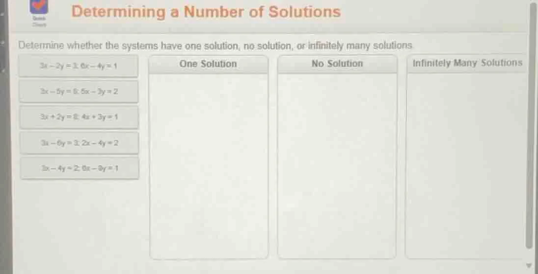 determining a number of solutions determine whether the systems have on…