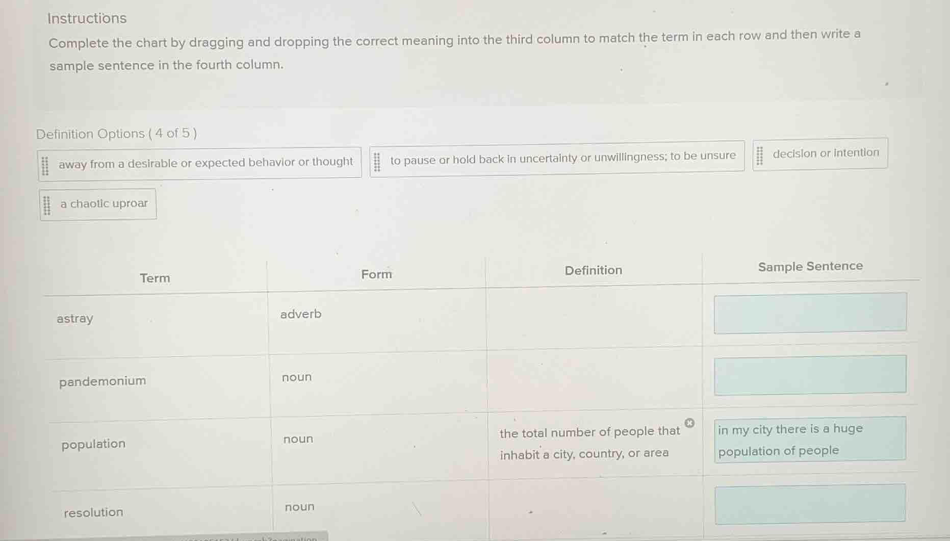 instructions complete the chart by dragging and dropping the correct me…