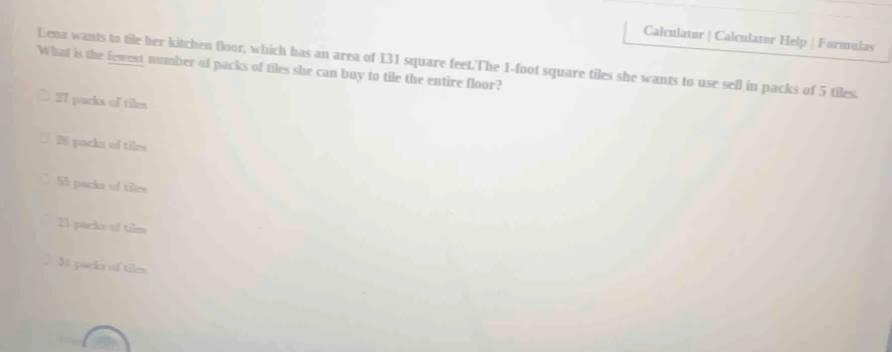 lena wants to tile her kitchen floor, which has an area of 131 square f…