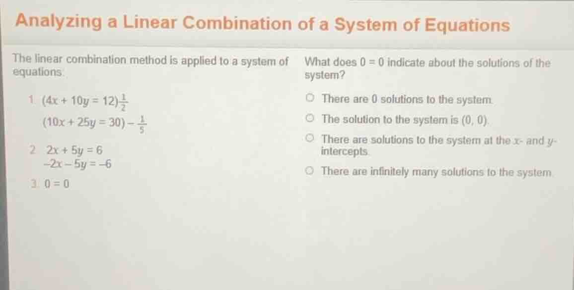 analyzing a linear combination of a system of equations the linear comb…