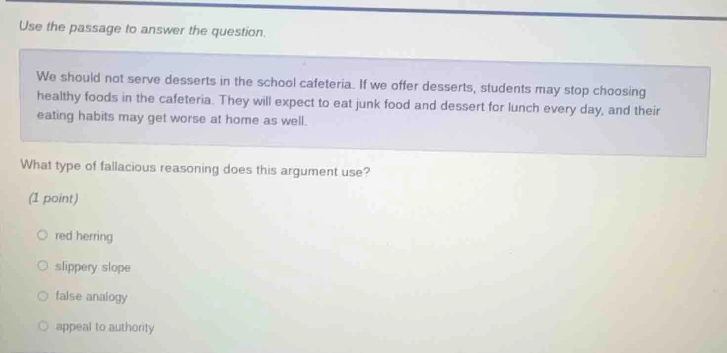 use the passage to answer the question. we should not serve desserts in…
