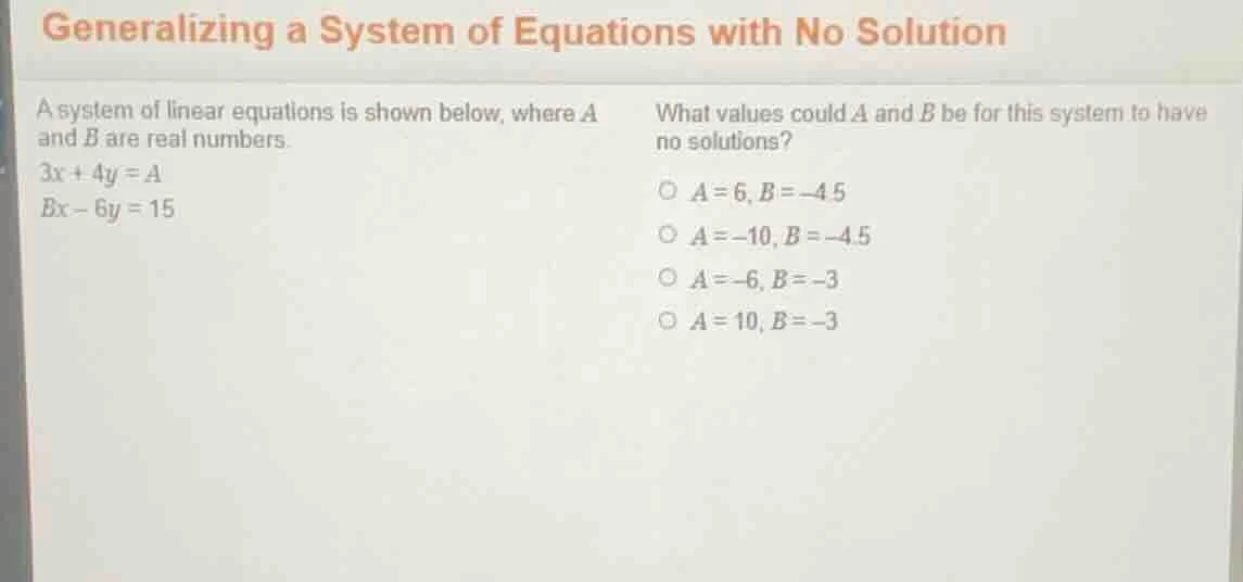 generalizing a system of equations with no solution a system of linear …