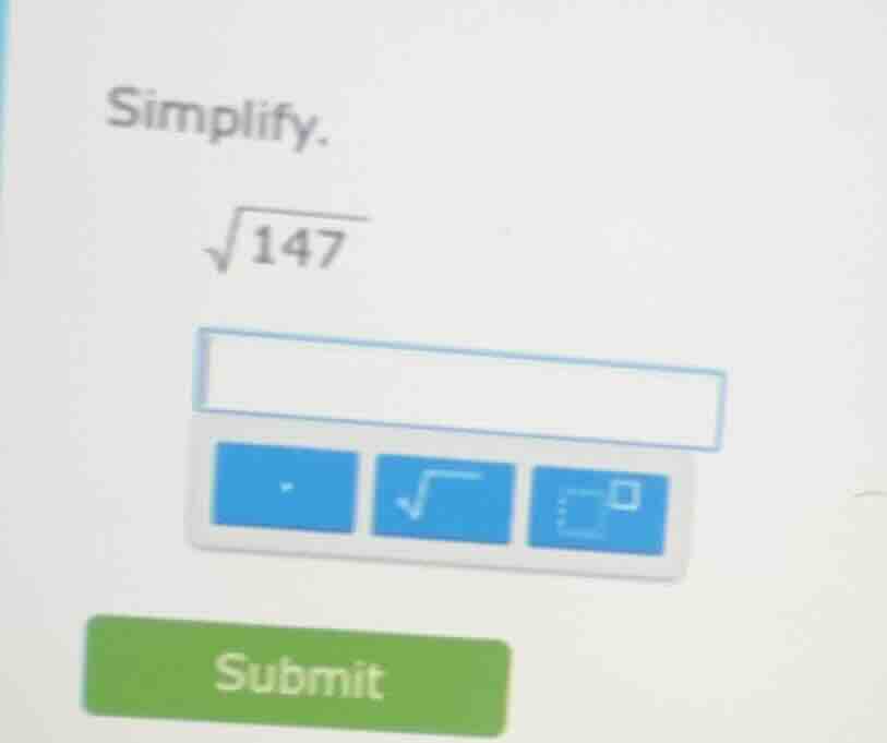 simplify. \\sqrt{147}