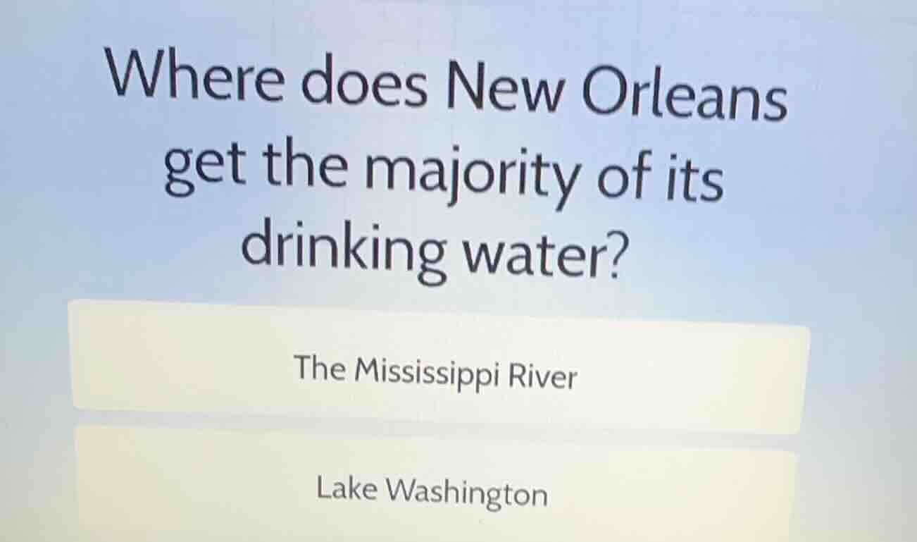where does new orleans get the majority of its drinking water? the miss…