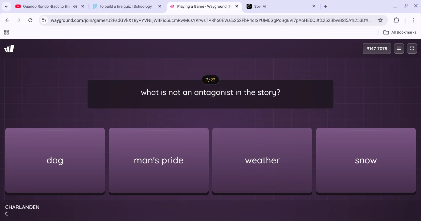 what is not an antagonist in the story? dog, mans pride, weather, snow