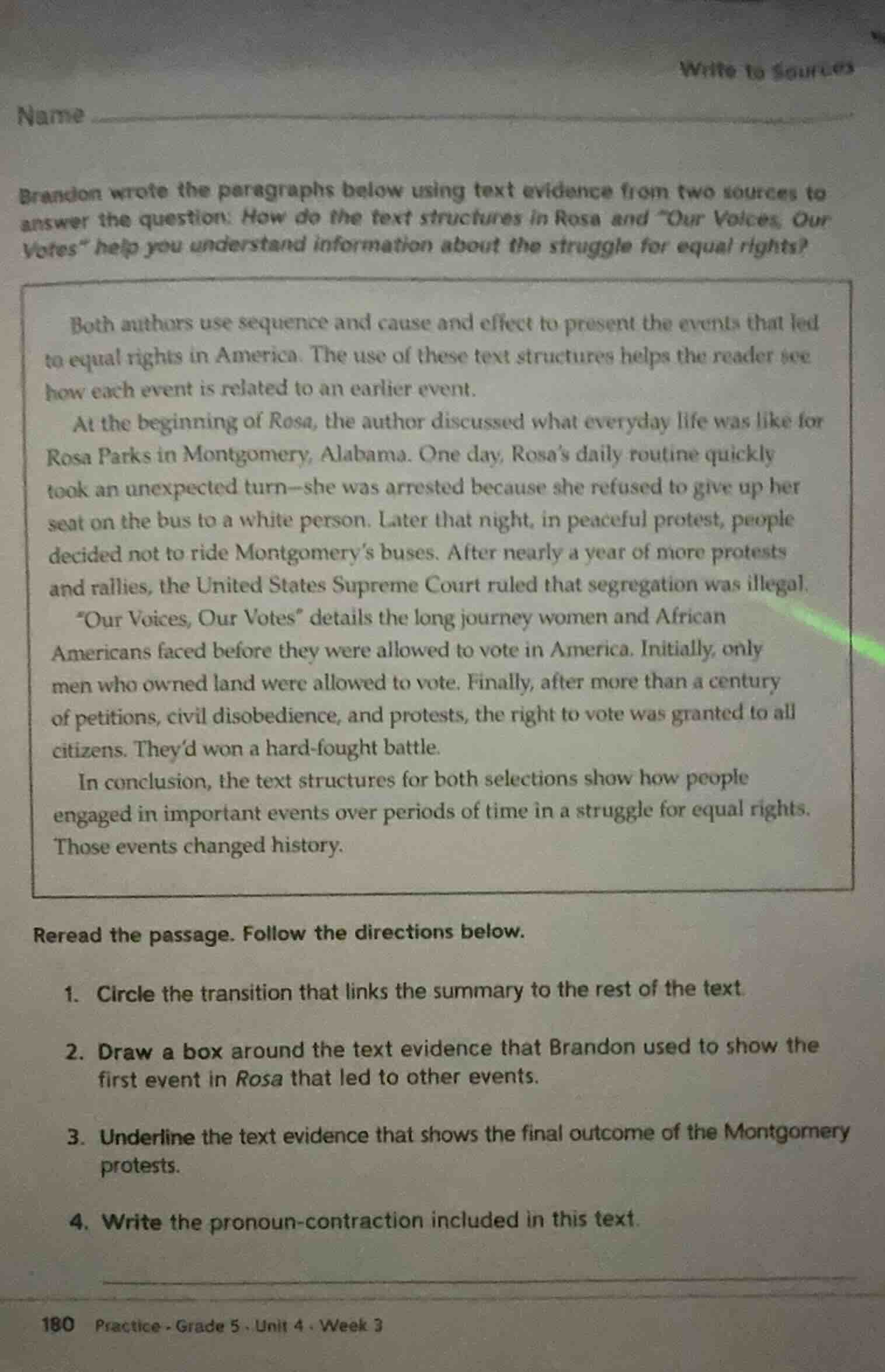 name brandon wrote the paragraphs below using text evidence from two so…
