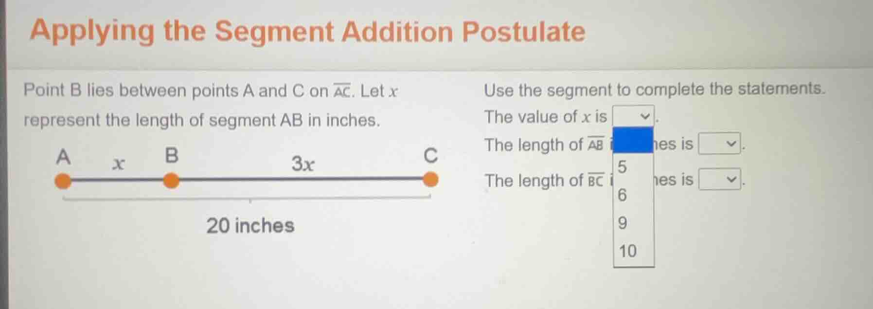 applying the segment addition postulate point b lies between points a a…