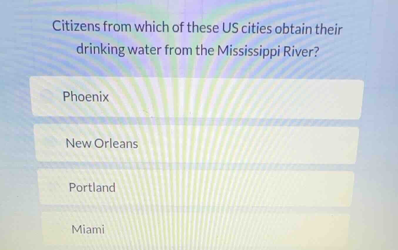 citizens from which of these us cities obtain their drinking water from…