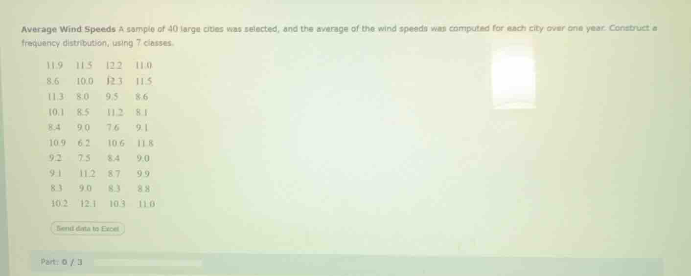 average wind speeds a sample of 40 large cities was selected, and the a…