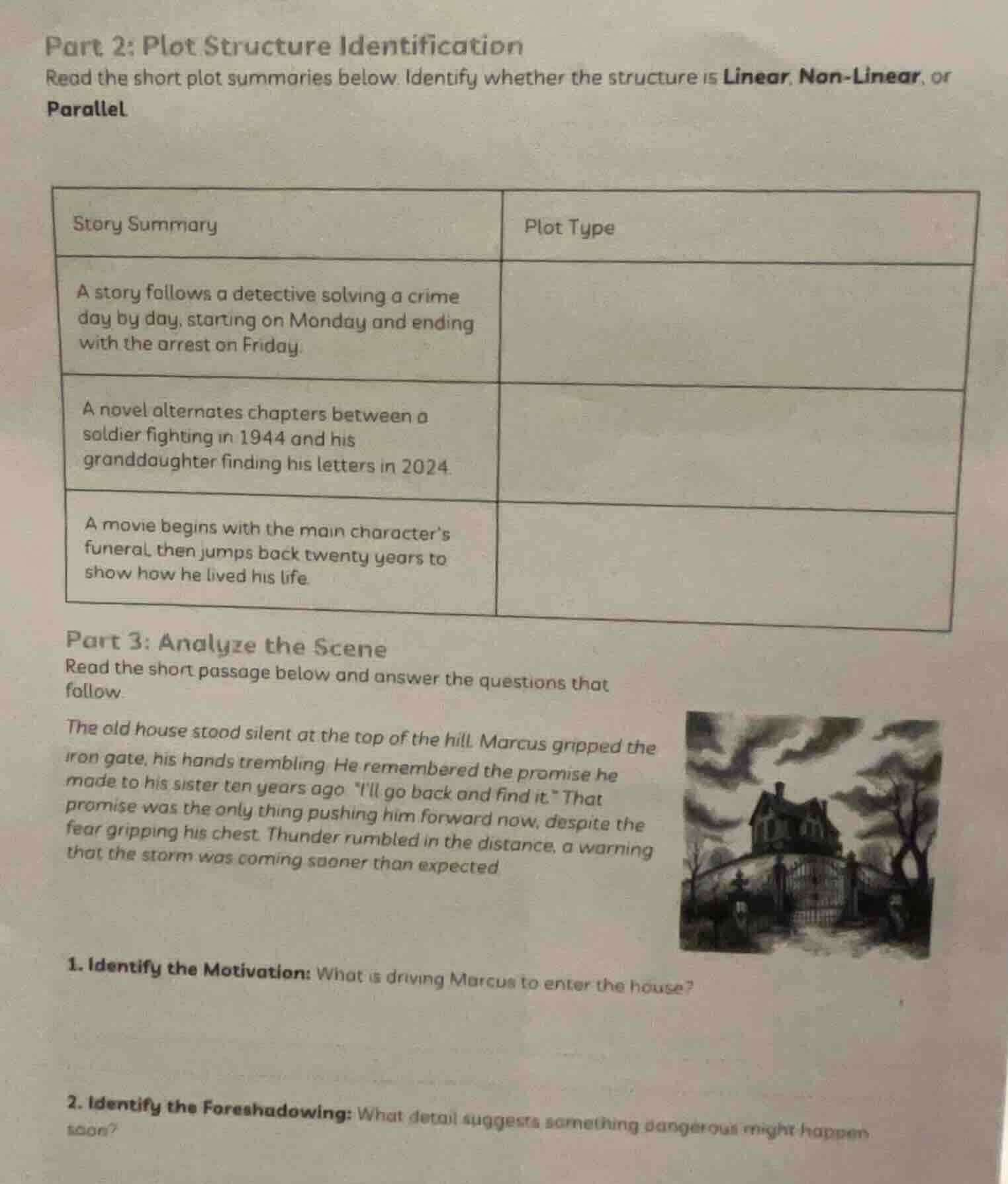 part 2: plot structure identification read the short plot summaries bel…
