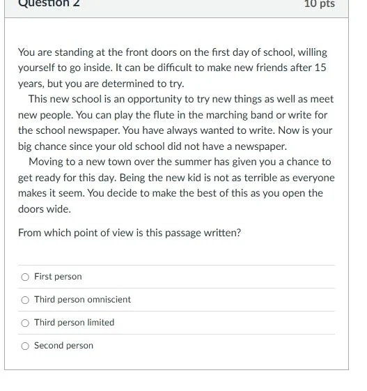 question 2 10 pts you are standing at the front doors on the first day …