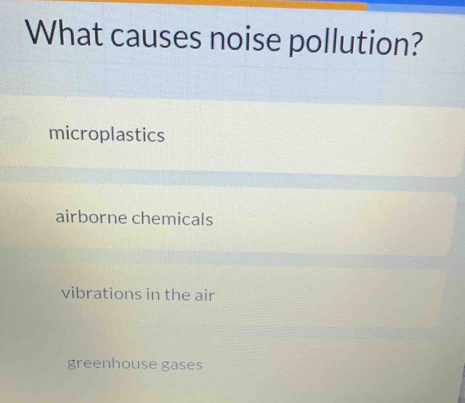 what causes noise pollution? microplastics airborne chemicals vibration…