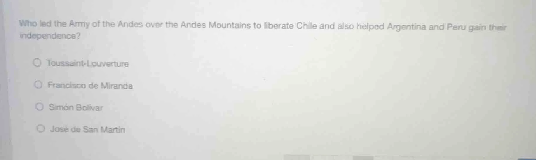 who led the army of the andes over the andes mountains to liberate chil…
