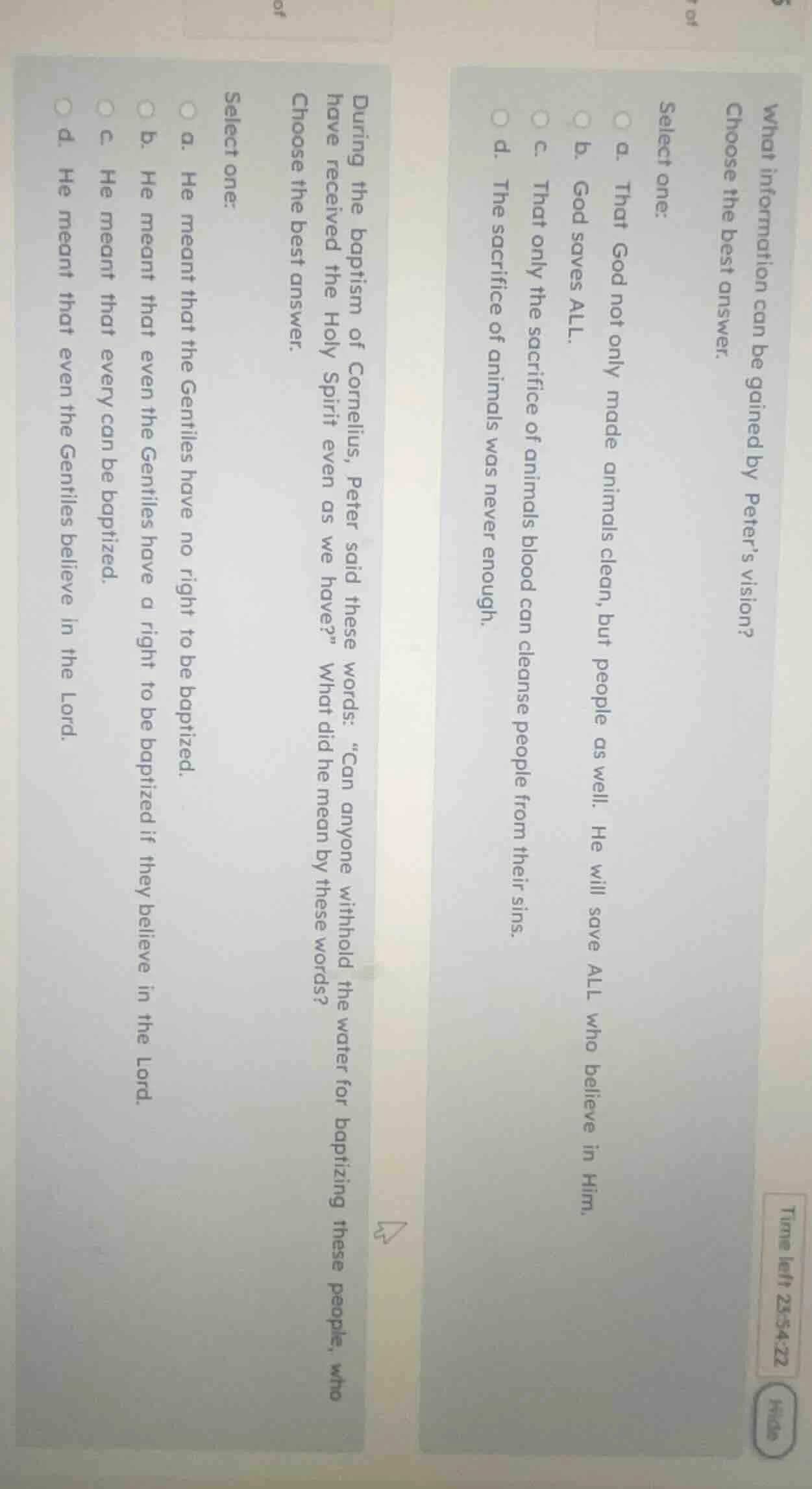 what information can be gained by peter’s vision? choose the best answe…