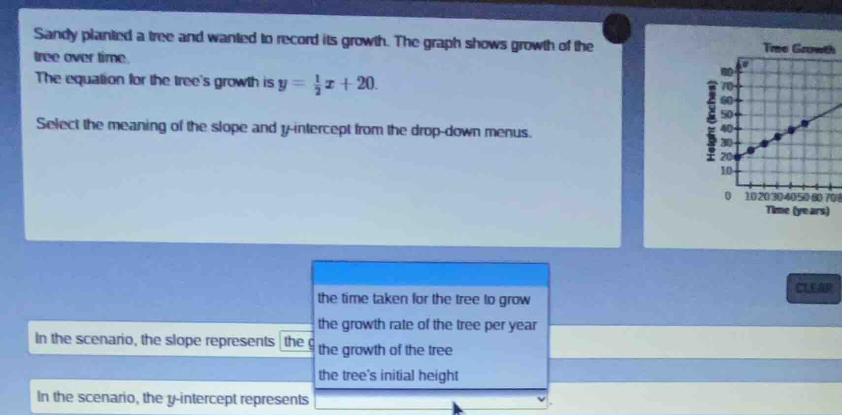 sandy planted a tree and wanted to record its growth. the graph shows g…