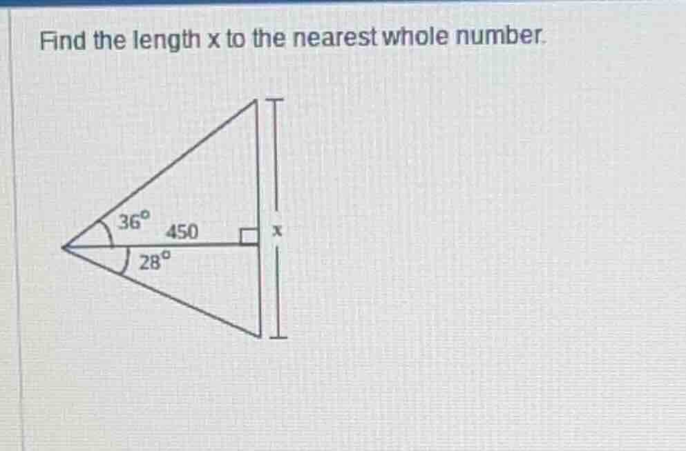 find the length x to the nearest whole number.