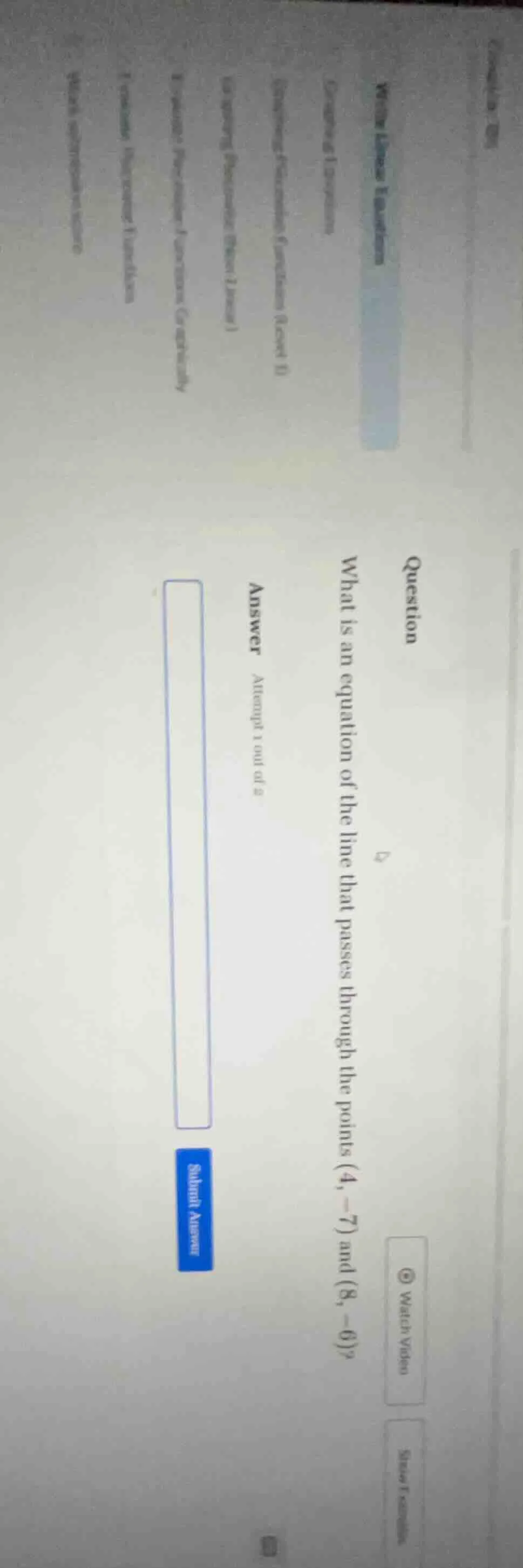 question what is an equation of the line that passes through the points…