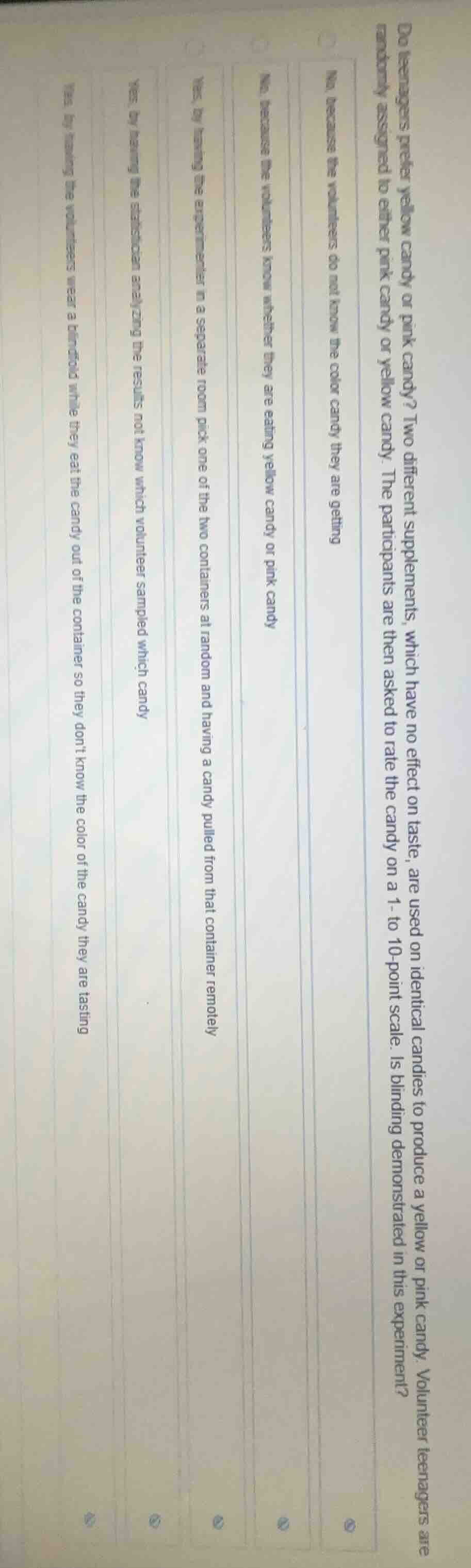 do teenagers prefer yellow candy or pink candy? two different supplemen…