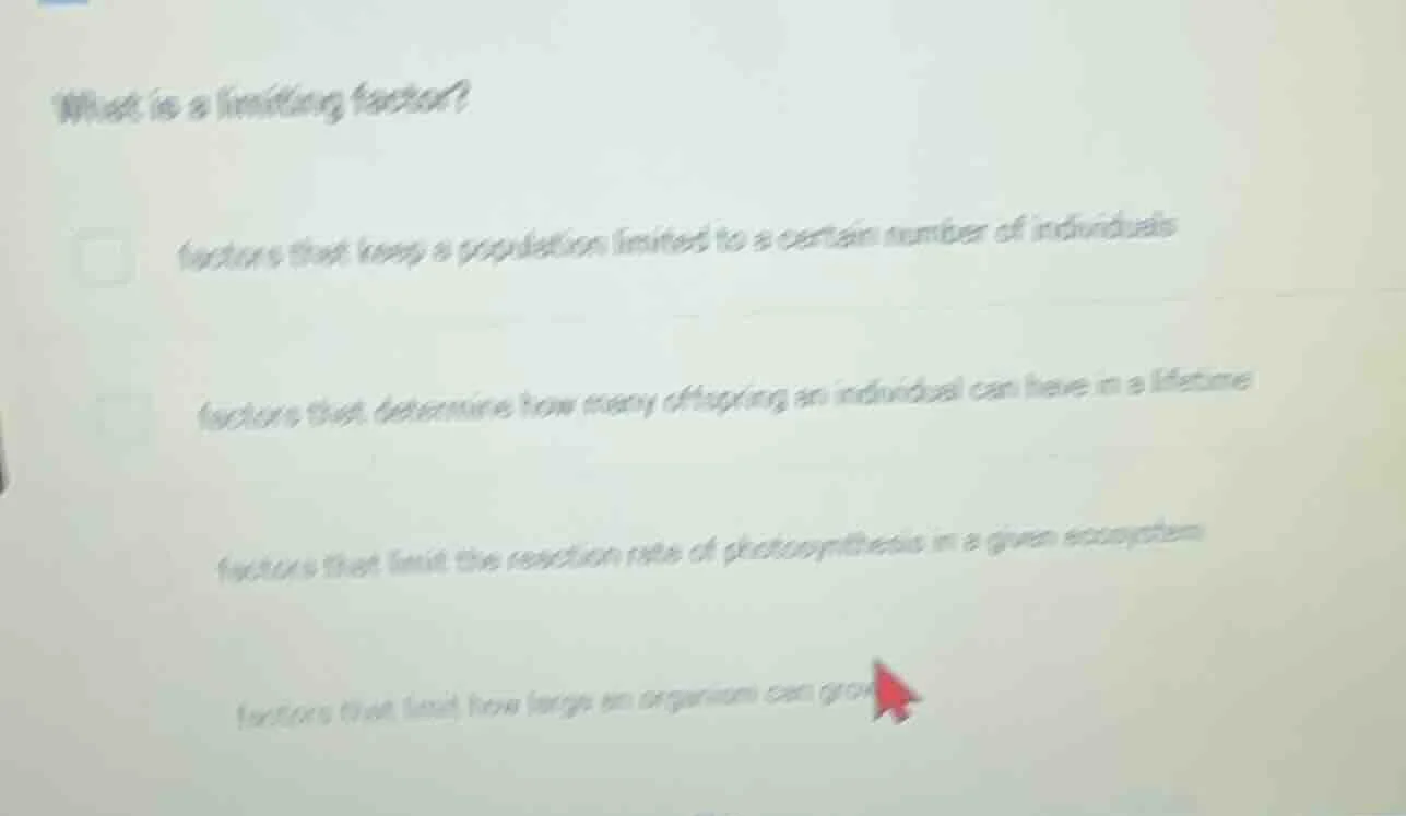 what is a limiting factor? factors that keep a population limited to a …