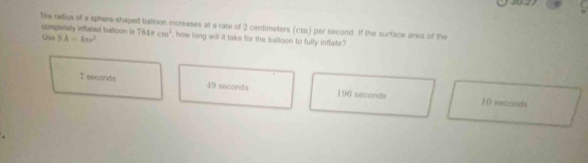 the radius of a sphere - shaped balloon increases at a rate of 2 centim…