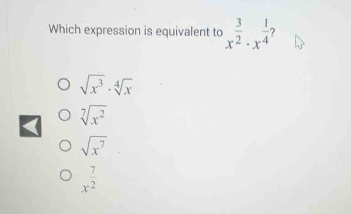 which expression is equivalent to $x^{\\frac{3}{2}}\\cdot x^{\\frac{1}{…