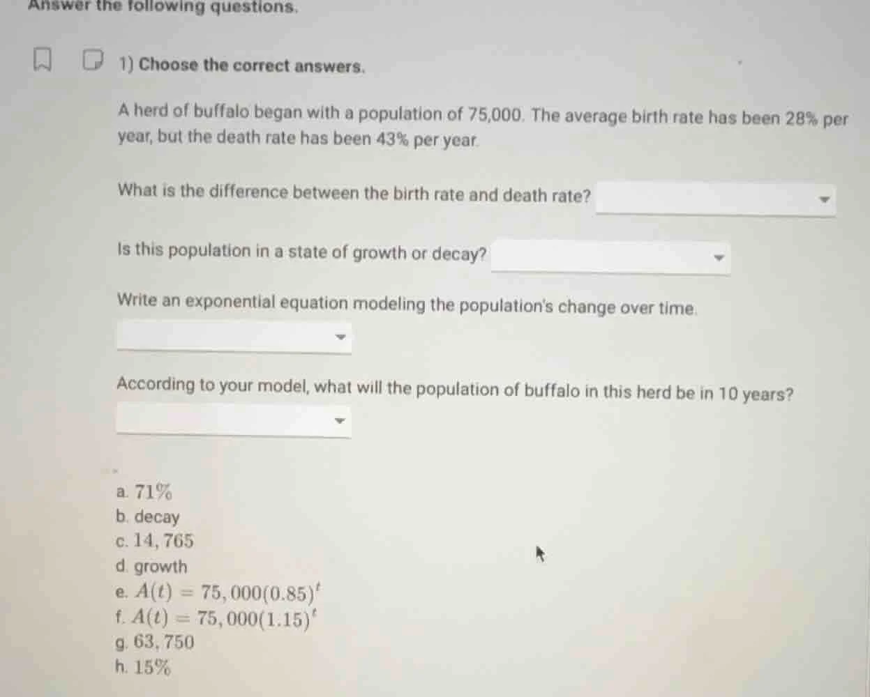 answer the following questions. 1) choose the correct answers. a herd o…