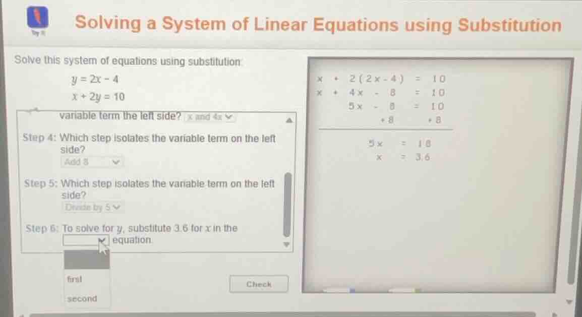 solving a system of linear equations using substitution solve this syst…