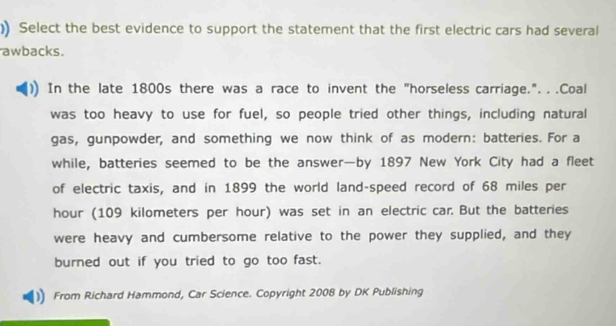 select the best evidence to support the statement that the first electr…