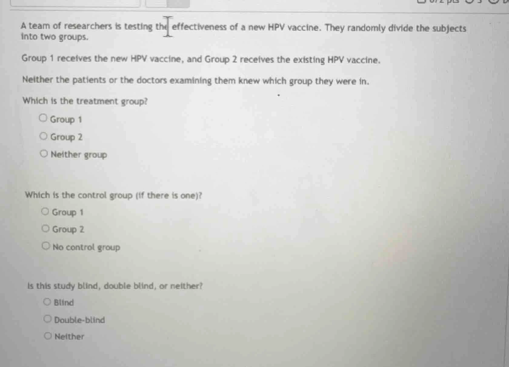 a team of researchers is testing the effectiveness of a new hpv vaccine…