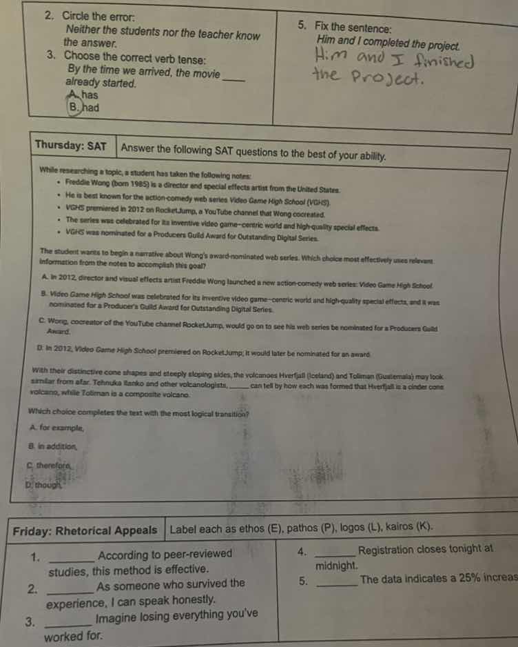 2. circle the error: neither the students nor the teacher know the answ…