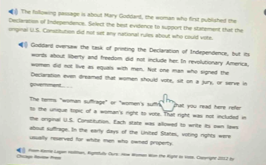 the following passage is about mary goddard, the woman who first publis…