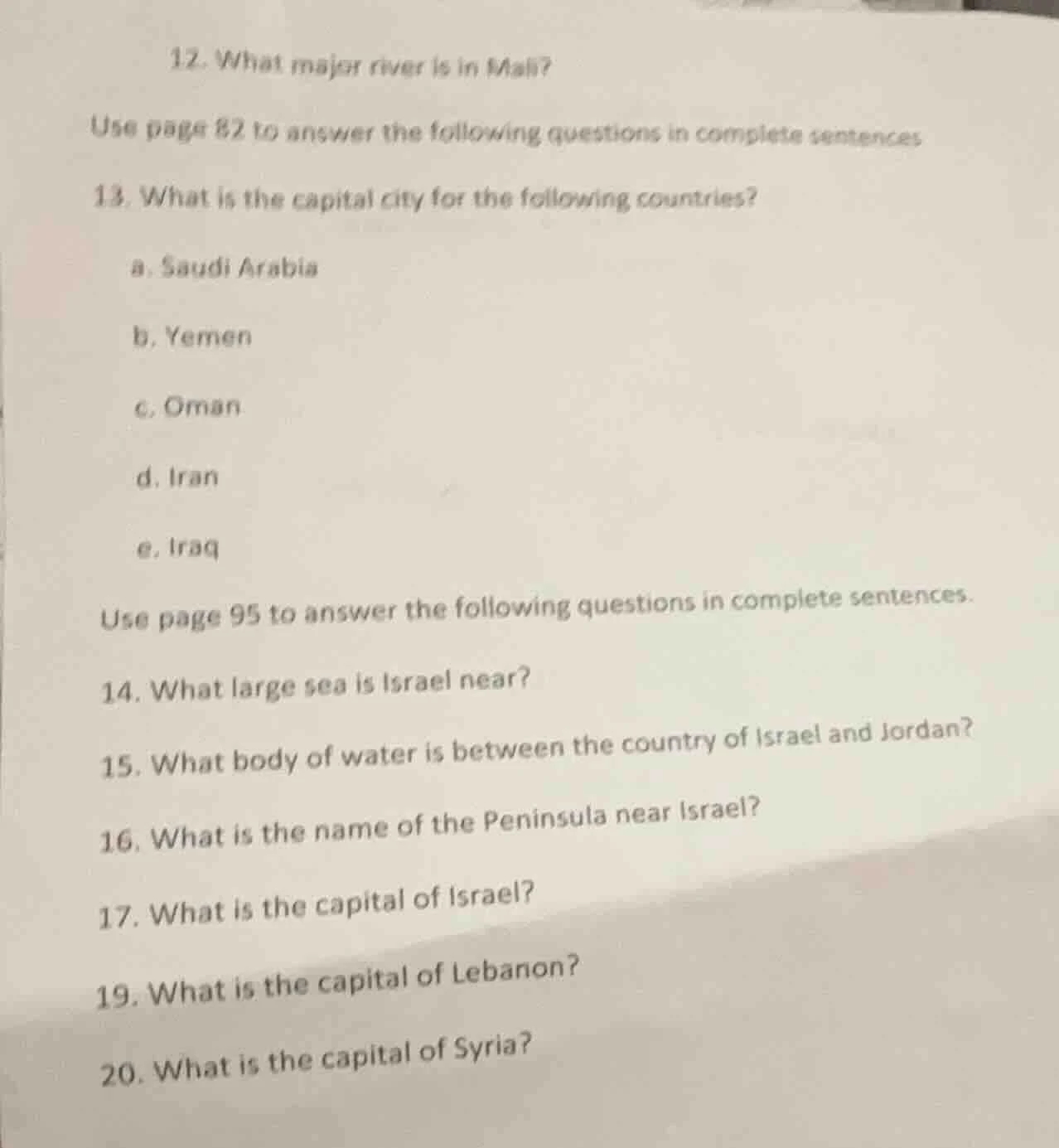 12. what major river is in mali? use page 82 to answer the following qu…