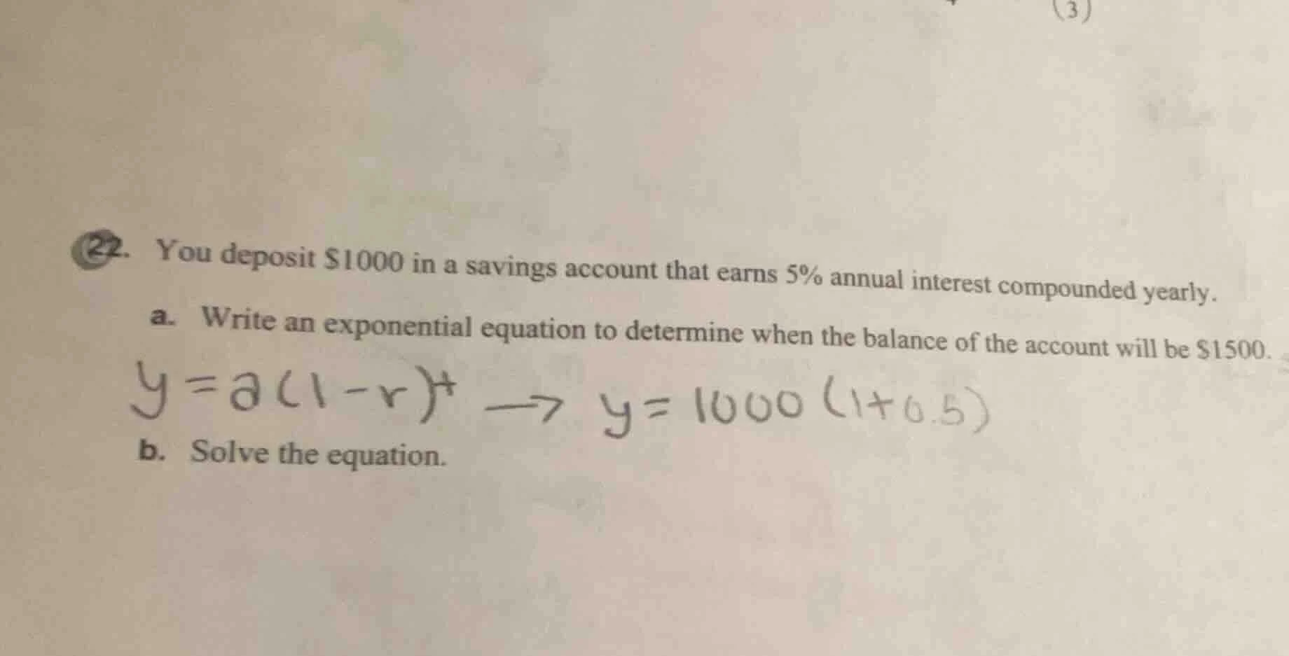 22. you deposit $1000 in a savings account that earns 5% annual interes…